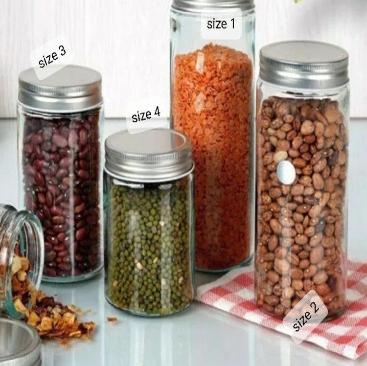 جار شیشه ای درب استیل